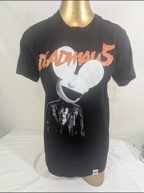 Deadmau5 Black Graphic Tee with Orange Logo Size Small